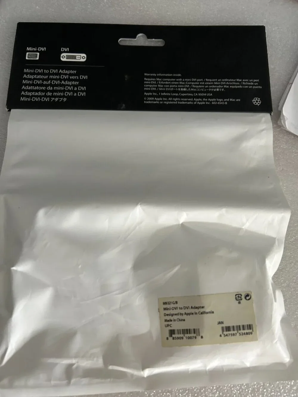 Genuine APPLE M9321G-B Mini DVI-DVI Adapter NEW